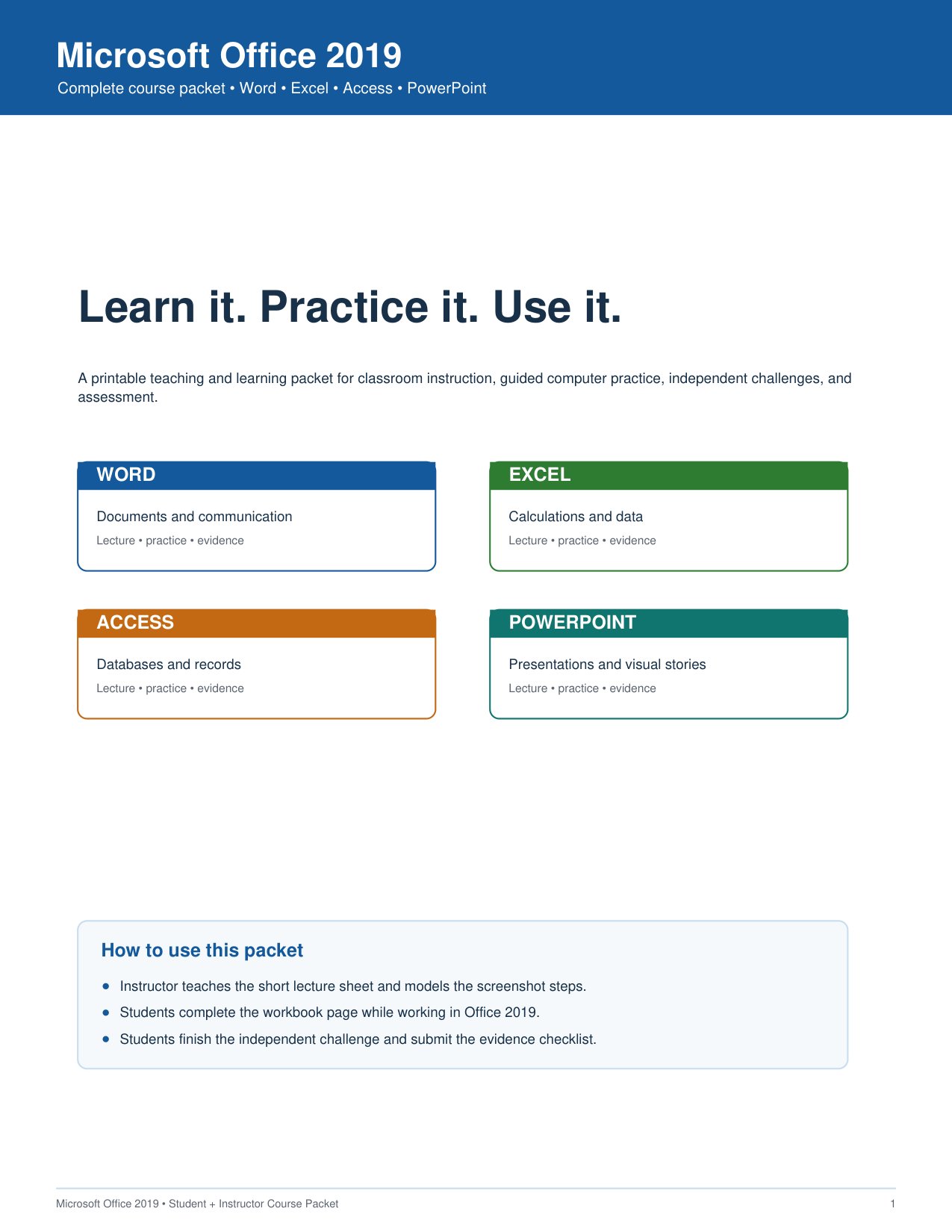 Office 2019 Course Packet