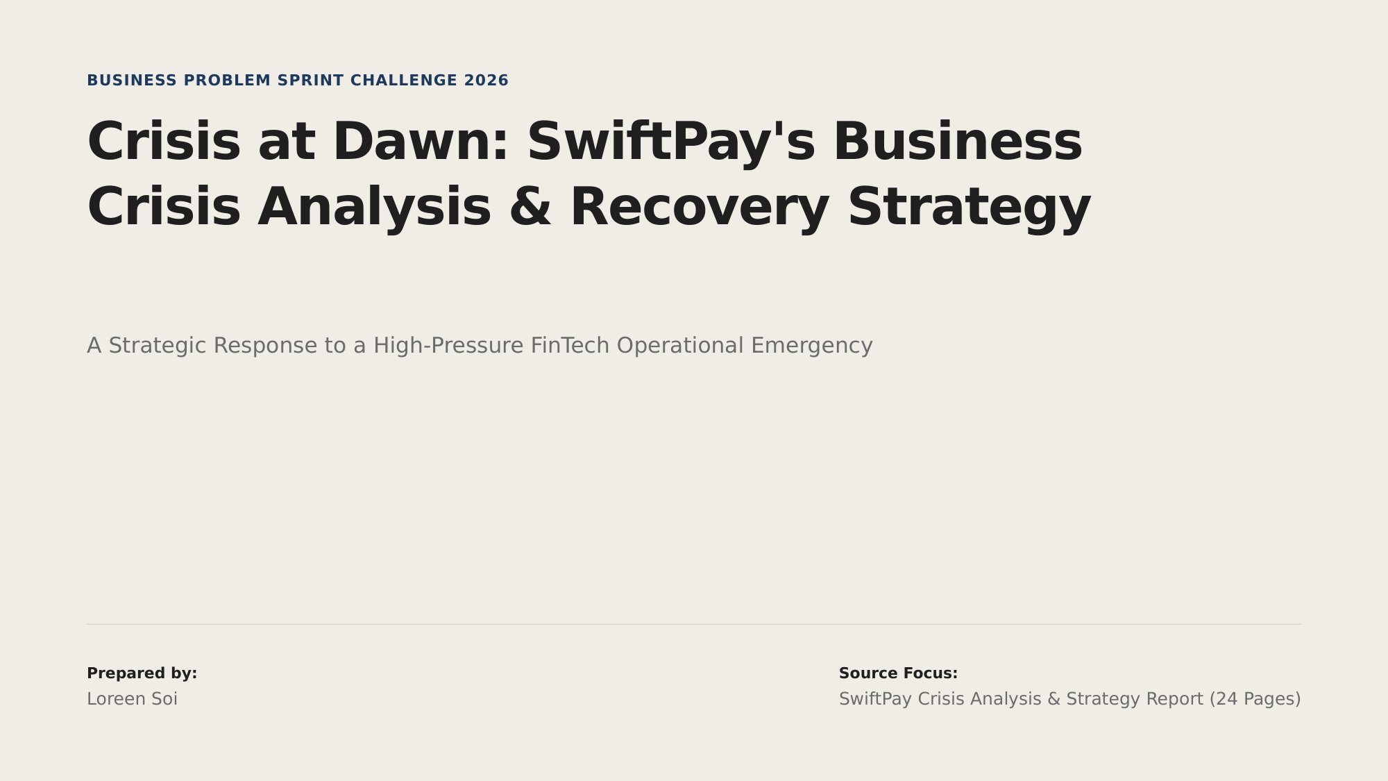 SwiftPay Crisis Analysis Recovery Strategy