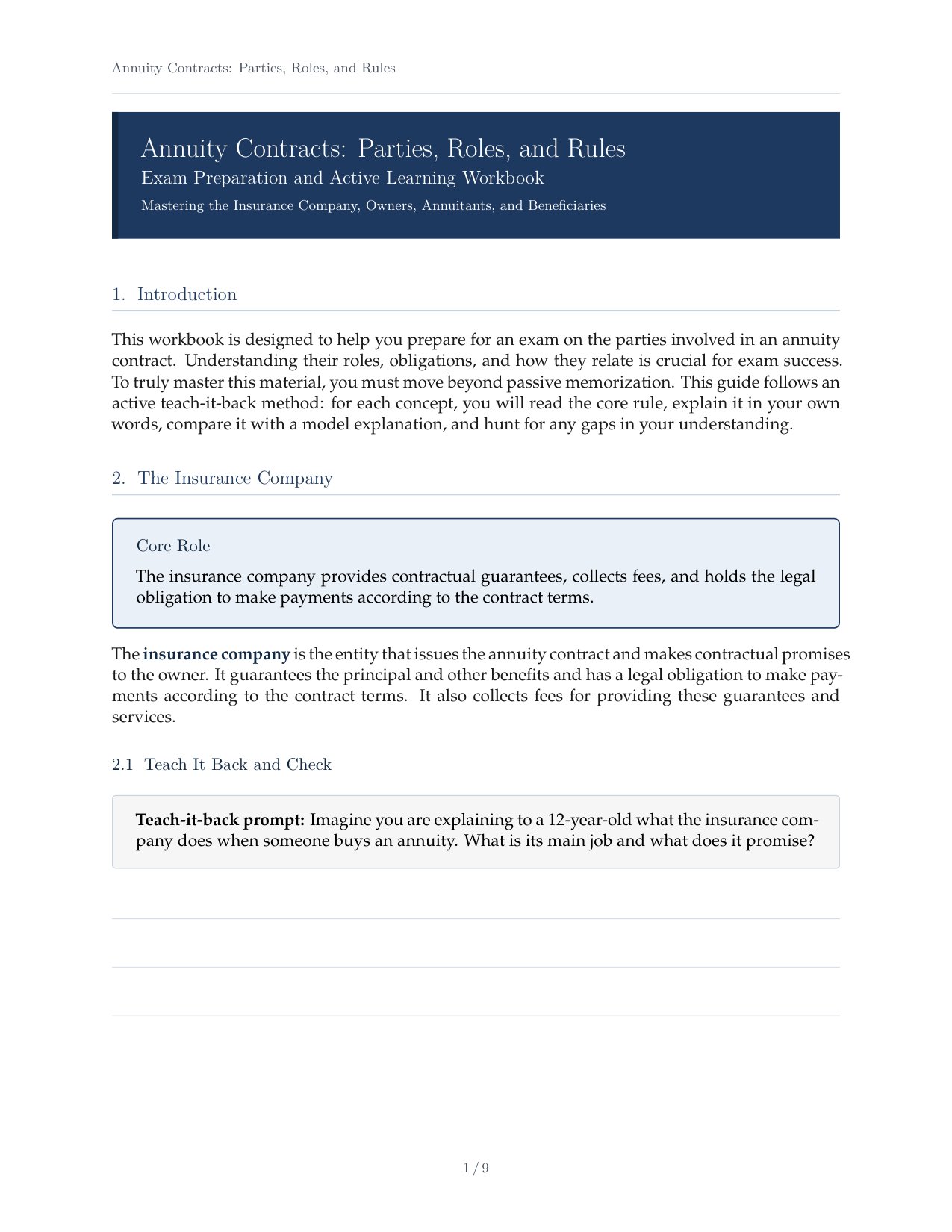 Annuity Contracts: Parties, Roles