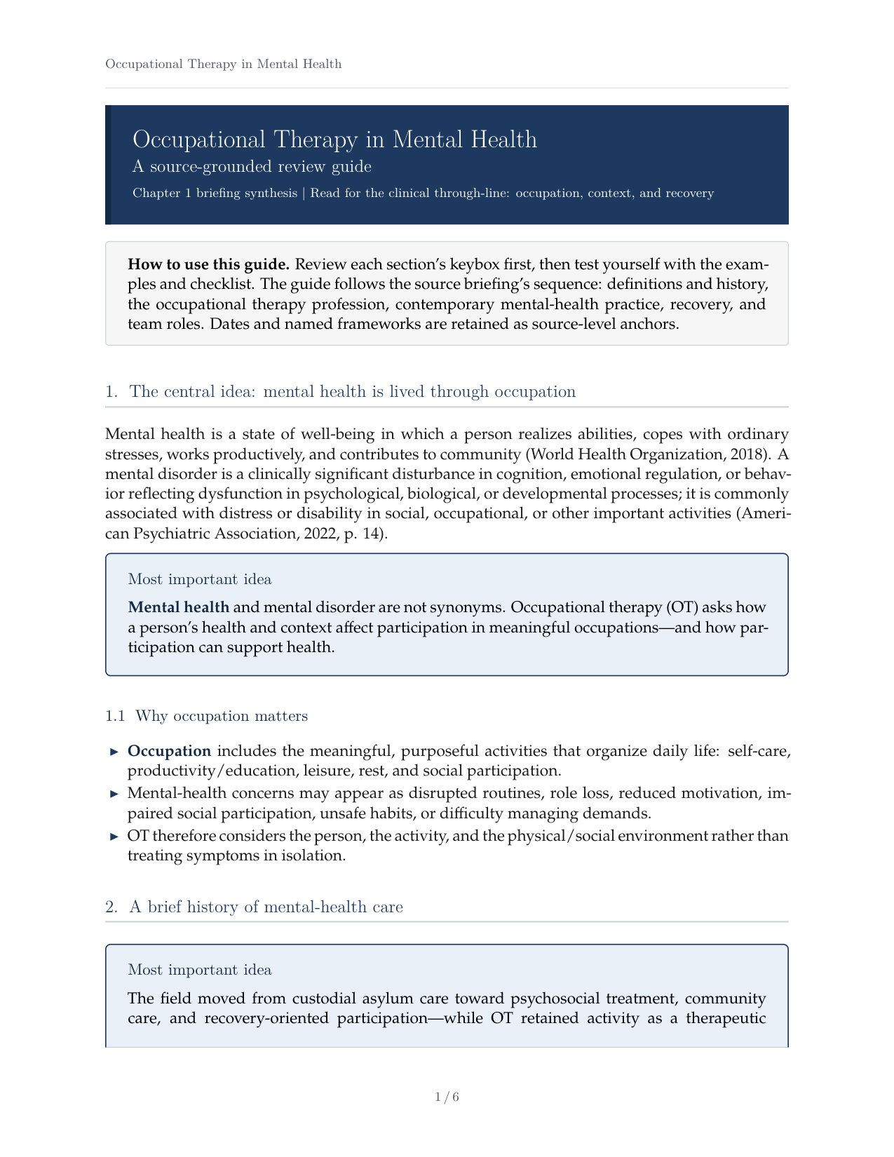 Occupational Therapy Mental Health