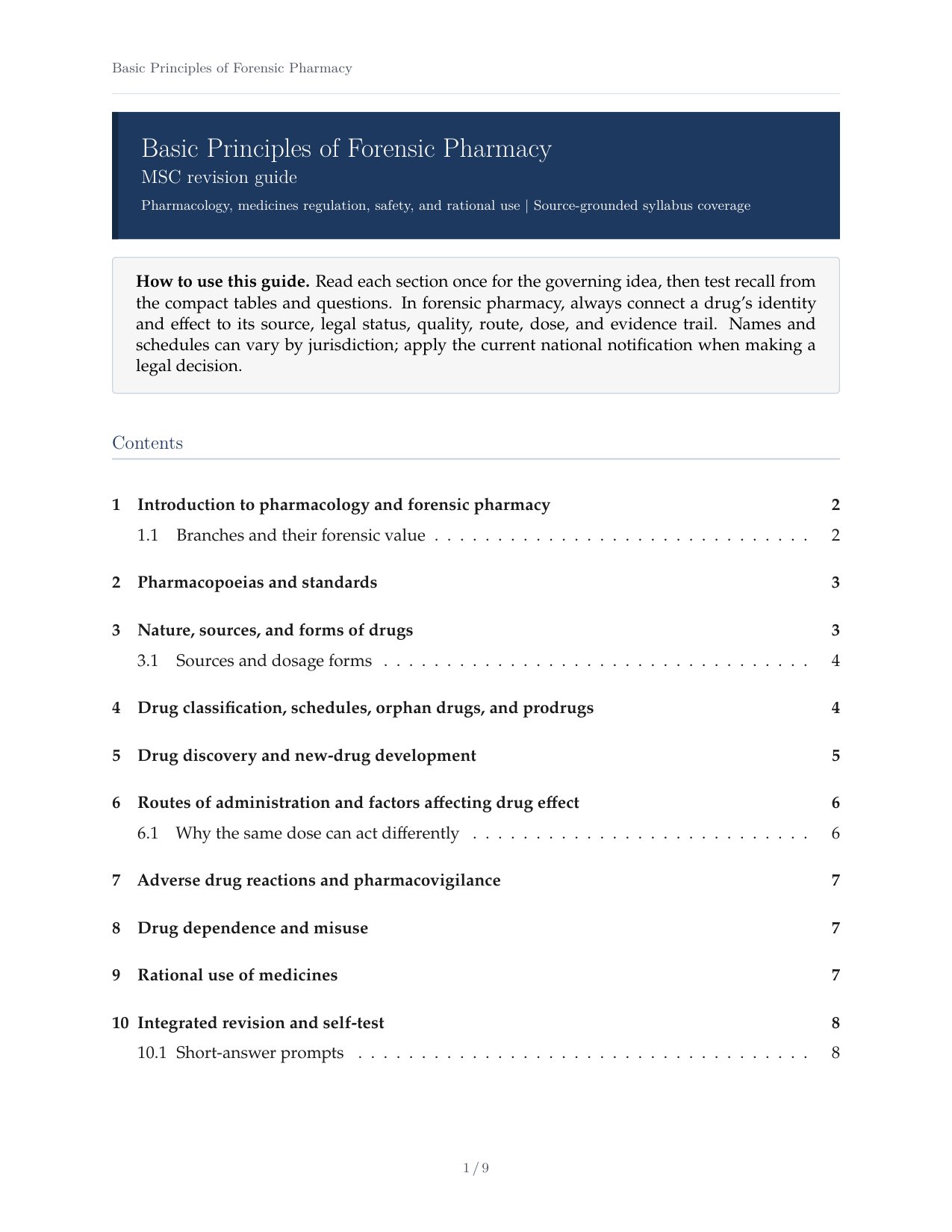 Forensic Pharmacy Revision Guide