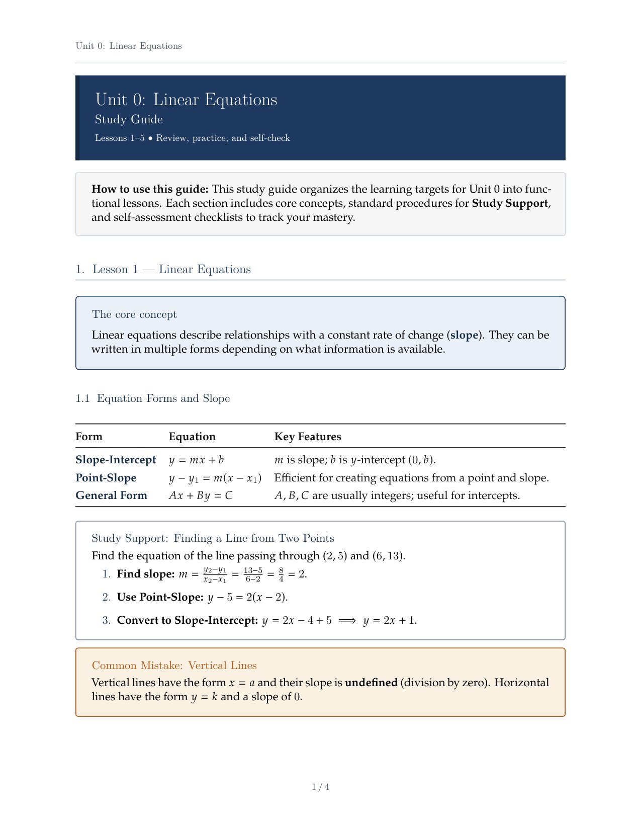 Unit 0 Linear Equations Study Guide.pdf