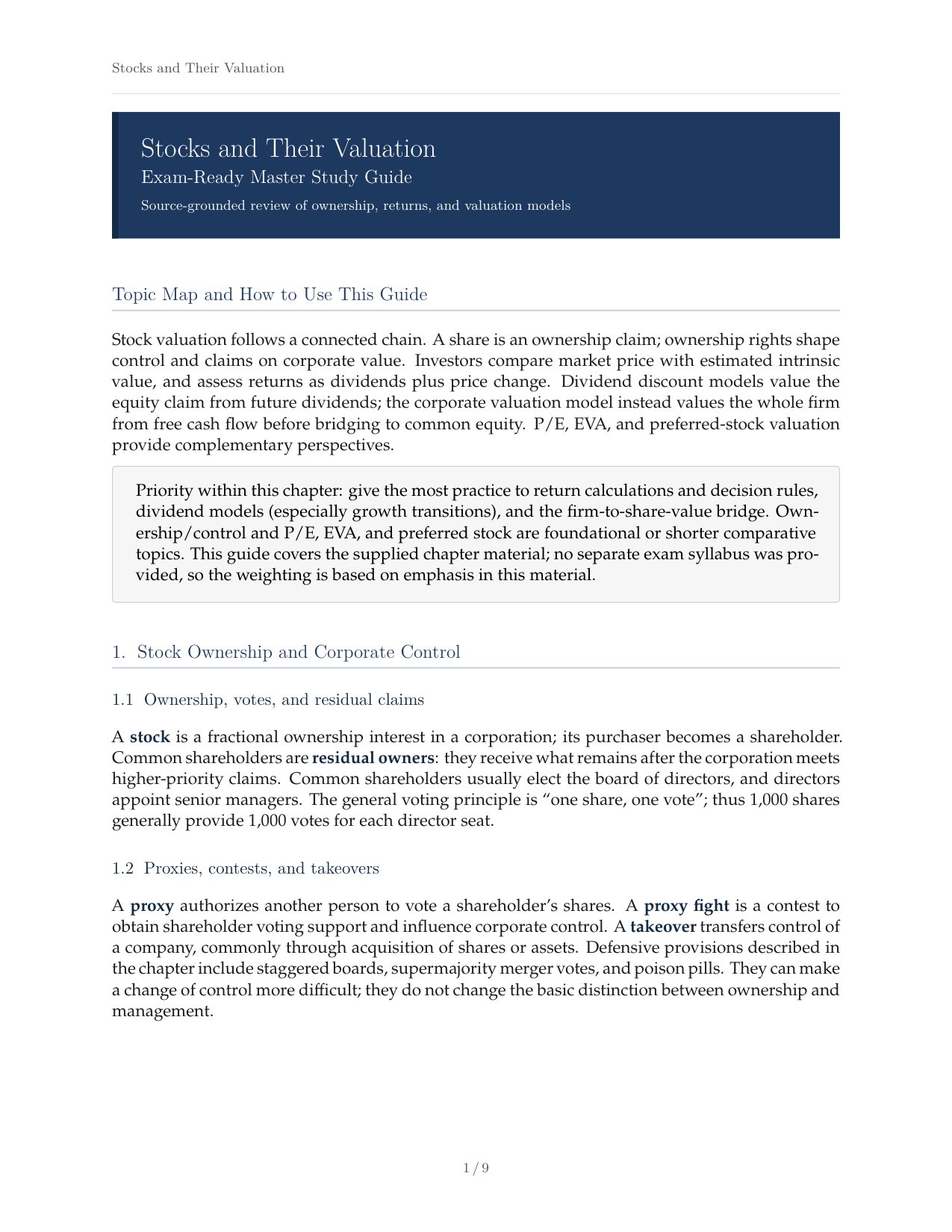 Stocks and Their Valuation Exam-Ready Master Study Guide.pdf